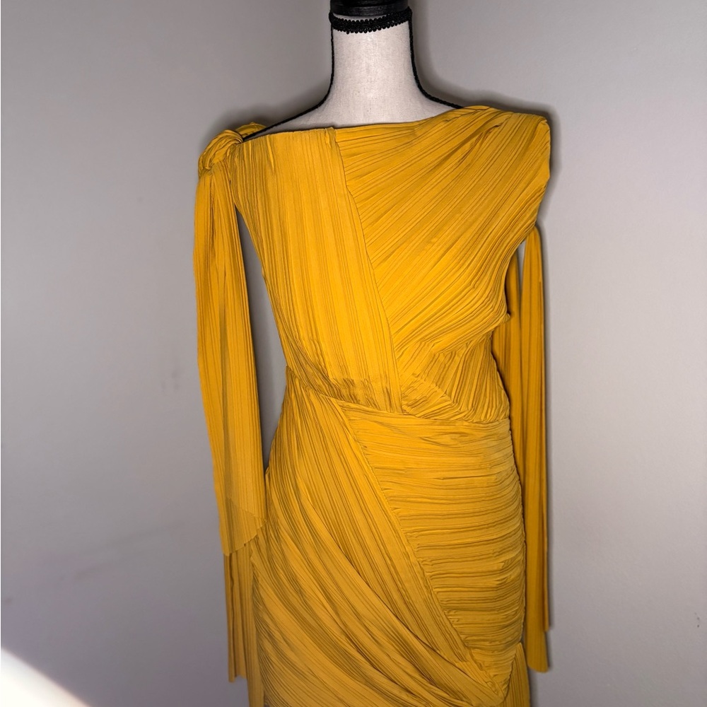 Chic Mustard Draped Wedding Dress